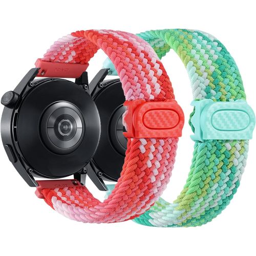 Kal-Bracelet Nylon De Tressé Réglable, 2pcs 22mm Bracelets De Montre Élastique Respirant Pour Hommes Et Femmes, Rechange Bracelet Avec Fermeture Rapide