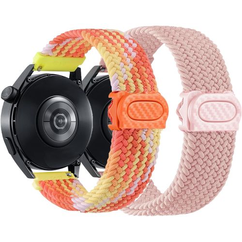 Kal-Bracelet Nylon De Tressé Réglable, 2pcs 22mm Bracelets De Montre Élastique Respirant Pour Hommes Et Femmes, Rechange Bracelet Avec Fermeture Rapide