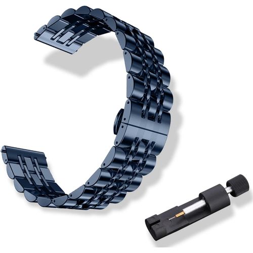 Kal-Bracelet Métal Pour Largeur Pattes De Montre 22mm, Bracelet En Acier Inoxydable Magnifiquement Poli Pour Homme Femme - Bleu