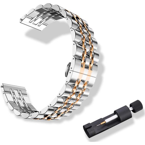 Kal-Bracelet Métal Pour Largeur Pattes De Montre 20mm, Bracelet En Acier Inoxydable Magnifiquement Poli Pour Homme Femme - Argent Or Rose