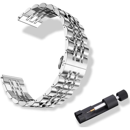 Kal-Bracelet Métal Pour Largeur Pattes De Montre 20mm, Bracelet En Acier Inoxydable Magnifiquement Poli Pour Homme Femme - Argent
