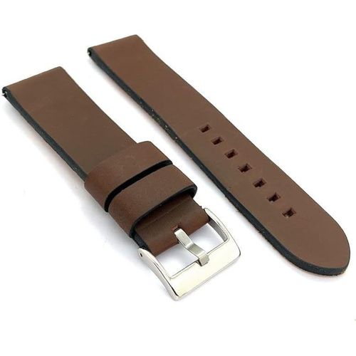 Kal-Bracelet Montre Cuir Veau Ciré Style Vintage Sans Couture Épais \U2013 Pour Montre Sportive \U2013 Tailles 18mm 20mm 22mm 24mm 26mm \U2013 Marron Ou Noir \U2013 Résistant 383