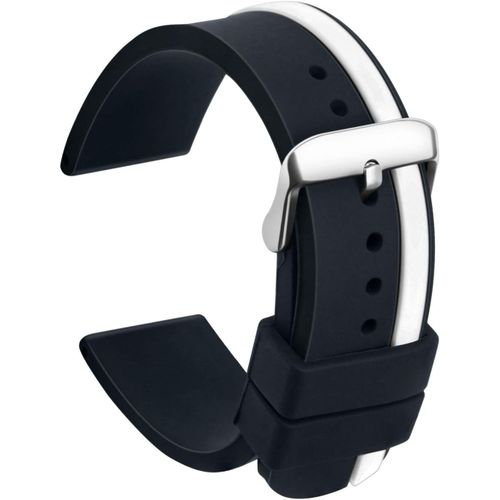 Kal-Bracelet Montre Remplacer Silicone Bicolore - 20, 22, 24mm Caoutchouc Montre Bracelet Avec Acier Inoxydable Boucle