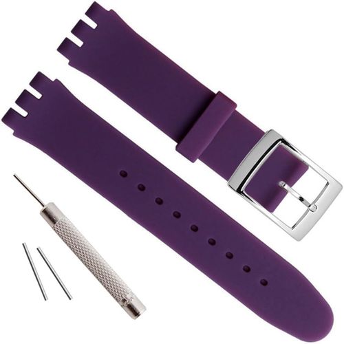 Kal-Bracelet De Montre En Caoutchouc De Silicone Étanche Avec Boucle En Acier Inoxydable Plaqué Argent