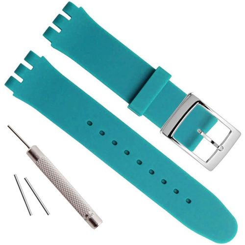 Kal-Bracelet De Montre En Caoutchouc De Silicone Étanche Avec Boucle En Acier Inoxydable Plaqué Argent