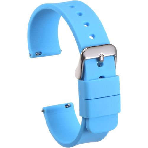 Kal-Bracelet De Montre Silicone 20mm Largeur Souple Dégagement Rapide Caoutchouc Remplacement Montre Bande Avec Inox Acier Boucle Pour Homme Femme, Léger Bleu