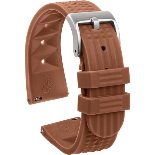 Kal-Bracelet De Montre Gaufré En Caoutchouc, Bracelet De Montre En Caoutchouc Souple, Bracelets De Montre De Rechange Étanches Avec Deux Boucles De Fixation Pour Hommes Et Femmes