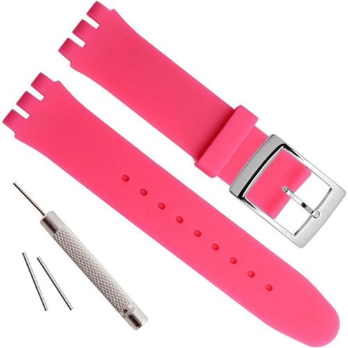 Kal-Bracelet De Montre En Caoutchouc De Silicone Étanche Avec Boucle En Acier Inoxydable Plaqué Argent