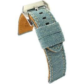 Kal-Bracelet Montre Tissu Jean Denim Effiloché Doublure Cuir Plat Sportif \U2013 Tailles 18mm 20mm 22mm 24mm 390