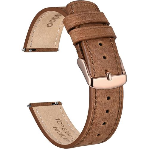 Kal-Bracelets De Montre En Cuir De Cheval Fou Pour Hommes Femmes, Bande De Remplacement Vintage À Dégagement Rapide De 18 Mm 20 Mm 22 Mm Avec Acier Inoxydable