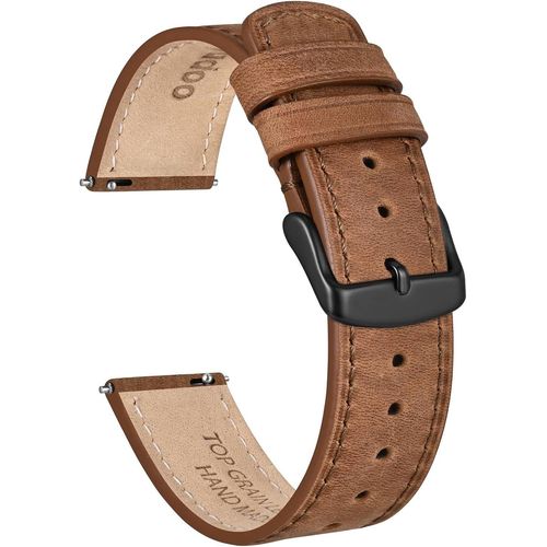Kal-Bracelets De Montre En Cuir De Cheval Fou Pour Hommes Femmes, Bande De Remplacement Vintage À Dégagement Rapide De 18 Mm 20 Mm 22 Mm Avec Acier Inoxydable