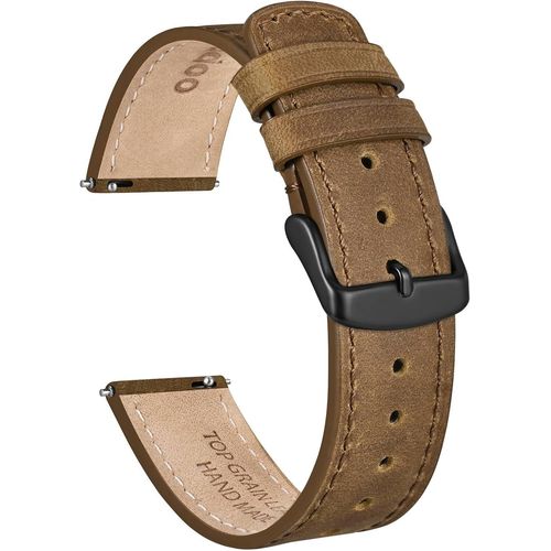 Kal-Bracelets De Montre En Cuir De Cheval Fou Pour Hommes Femmes, Bande De Remplacement Vintage À Dégagement Rapide De 18 Mm 20 Mm 22 Mm Avec Acier Inoxydable