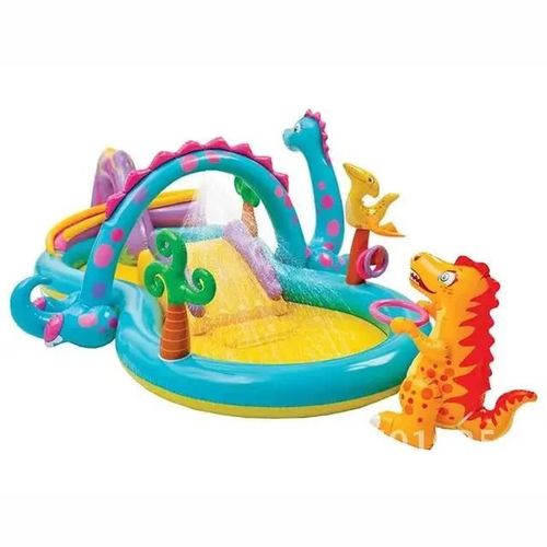 Yellow - Grande Piscine Gonflable Pour Enfants Flotteurs Toboggan Château De Dinosaure Pour Enfants Piscines Jouets D'été Jeux D'eau Bébé Piscina