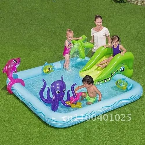 Couleur De Lotus - Grande Piscine Gonflable Pour Enfants Flotteurs Toboggan Château De Dinosaure Pour Enfants Piscines Jouets D'été Jeux D'eau Bébé Piscina