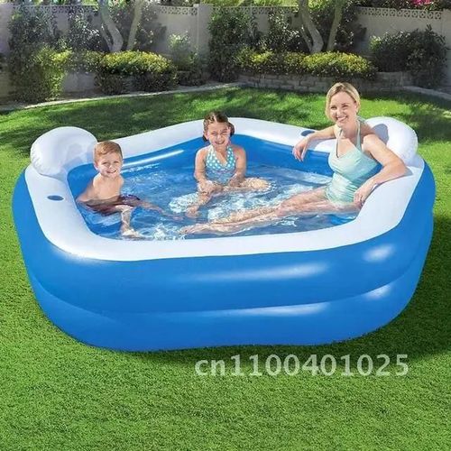 Peacock Blue - Grande Piscine Gonflable Pour Enfants Flotteurs Toboggan Château De Dinosaure Pour Enfants Piscines Jouets D'été Jeux D'eau Bébé Piscina