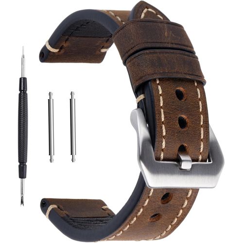 Kal-Bracelet De Montre Vintage De Remplacement Pour Homme Et Femme En Cuir Véritable Avec Boucle En Acier Inoxydable