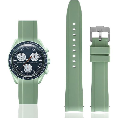 Kal-Bracelet En Caoutchouc Incurvé Compatible Avec Omega X Swatch Speedmaster Moonswatch 20mm Bande De Remplacement Douce Pour Hommes Et Femmes