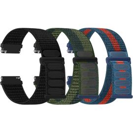 Kal-Lot De 3 Bracelets De Montre En Nylon - 16 Mm, 18 Mm, 20 Mm, 22 Mm - Fermeture Rapide - Tissu Respirant - Bracelet De Rechange Réglable - Pour Homme Et Femme