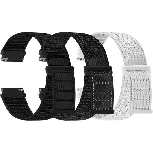 Kal-Lot De 3 Bracelets De Montre En Nylon - 16 Mm, 18 Mm, 20 Mm, 22 Mm - Fermeture Rapide - Tissu Respirant - Bracelet De Rechange Réglable - Pour Homme Et Femme