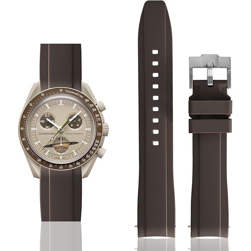 Kal-Bracelet En Caoutchouc Incurvé Compatible Avec Omega X Swatch Speedmaster Moonswatch 20mm Bande De Remplacement Douce Pour Hommes Et Femmes