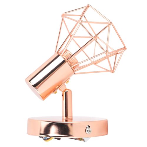 Hjlian Applique Murale A Bras Pivotant, Abat-Jour Cage Rotatif A 350 Degres, Douille E14 En Fer, Or Rose, 85-265 V