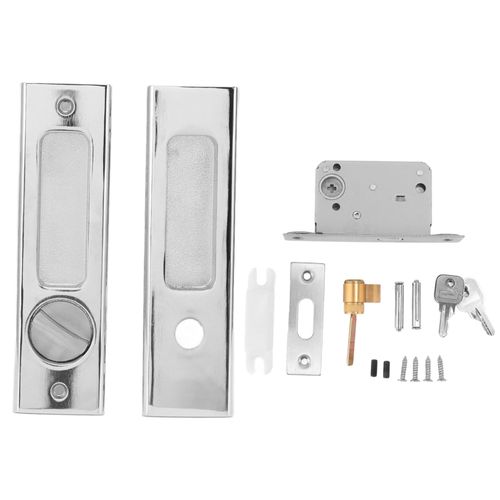 HJLIAN Loquet a poignee encastree invisible en alliage de zinc avec cles pour porte coulissante de salle de bain, de balcon ou de grange