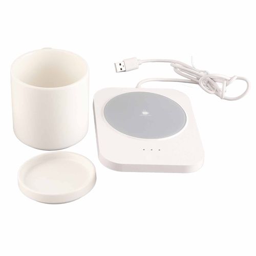 HJLIAN Chauffe-tasse 55 ¡ãC alimente par USB avec 3 reglages de temperature pour la maison et le bureau, blanc