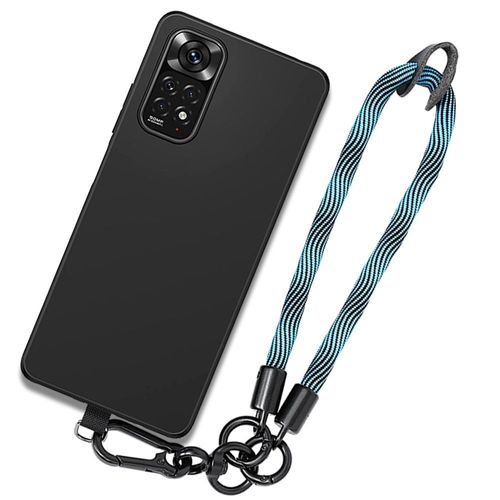 Coque Pour Xiaomi Redmi Note 11/ Redmi Note 11s, Silicone Noir Antichoc Avec Dragonne Bleue - Booling