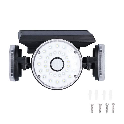 Hjlian Lampes Solaires D'exterieur Avec Detecteur De Mouvement, 3 Tetes Reglables, 70 Led, Etanche Ip65, Pour Cour, Jardin, Route