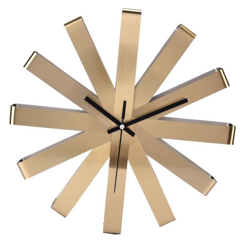 HJLIAN Horloge murale de salon en acier inoxydable, silencieuse et creative, decoration moderne, doree