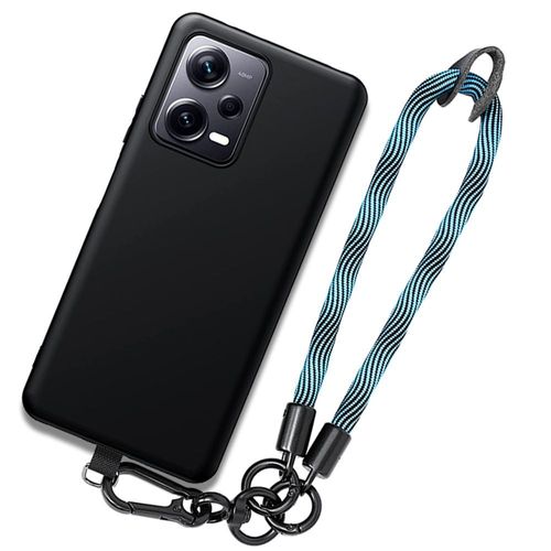Coque Pour Xiaomi Redmi Note 12 5g, Silicone Noir Antichoc Anti-Rayures Avec Bracelet Détachable Bleu (Pas Pour Redmi 12 5g) - Booling