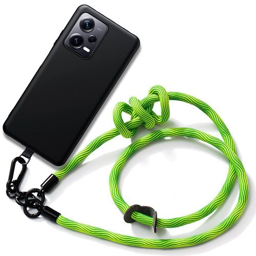 Coque Bandoulière Pour Xiaomi Redmi Note 12 5g, Silicone Noir Antichoc Avec Bandoulière Vert (Pas Pour Redmi 12 5g) - Booling