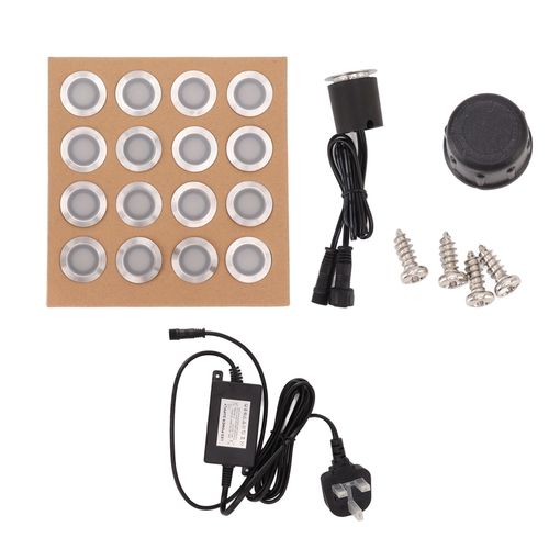 Hjlian Lot De 16 Spots Led En Acier Inoxydable, Etanches Ip67, Pour Terrasse, Jardin, Cour, Escaliers, Prise Britannique De 90 A 265 V