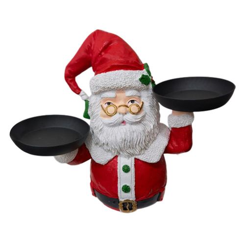 Hjlian Assiette De Noel En Resine Avec Pere Noel Et Bonhomme De Neige, Plateau A Collations, Figurine De Noel, Support Pour Collations Pour Diner Et Fete De Noel