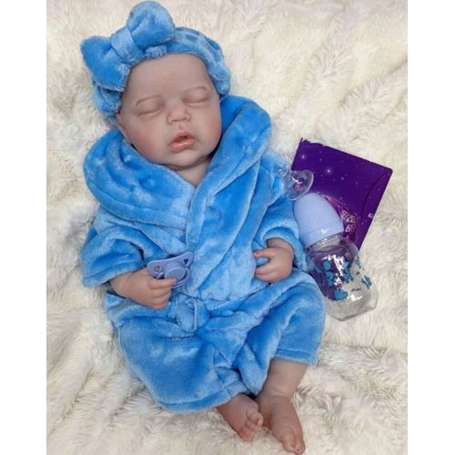 Poupée Reborn Garçon Bébé Yeux Fermés Nouveau-né Baby Réaliste 50cm