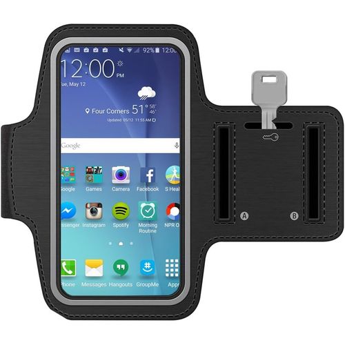 Brassard De Sport Compatible Avec Samsung Galaxy S20, S10(+), S10e, S9(+), S8 (+), Note 10, Note 9, A50, A40, A20, A10-6,2"" - Noir - Élastique Et Réfléchissant - Réglable[Car780847]