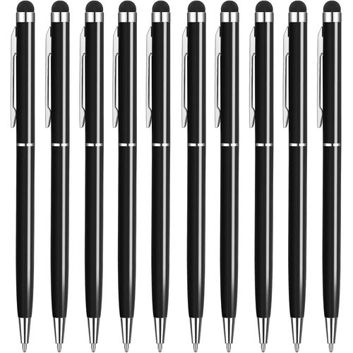 Lot De 10 Stylets Pour Tablette Tactile Et Stylo À Bille À Encre Noire 2 En 1 Pour Tous Les Téléphones Portables, Tablettes, Iphone I-Pad Pro Air Mini, Montre Intelligente, Samsung[CAR783293]