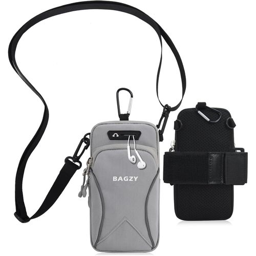Pochette Telephone Portable 7,0 Pouces Avec Bandoulière, Brassard Telephone Sport Applicable À Course À Pied, Yoga, Jogging Accessoires Pour Iphone 15 Pro/14 Pro Max (Gris)[Car780628]