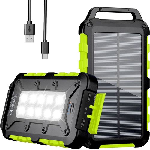 Chargeur Solaire 26800mah, Pd15w Batterie Externe Solaire Power Bank Portable Usb C 3,0a Charge Rapide Avec 3 Ports, Câbles Et Lampe Pour Smartphone, Tablette, Camping Et Plus (Ver[Car780986]