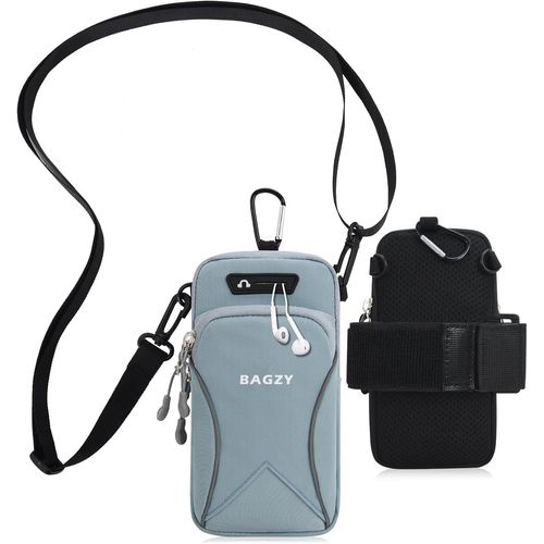 Pochette Telephone Portable 7,0 Pouces Avec Bandoulière, Brassard Telephone Sport Applicable À Course À Pied, Yoga, Jogging Accessoires Pour Iphone 15 Pro/14 Pro Max (Bleu Clair)[Car780625]