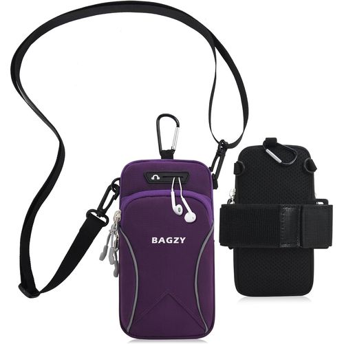Pochette Telephone Portable 7,0 Pouces Avec Bandoulière, Brassard Telephone Sport Applicable À Course À Pied, Yoga, Jogging Accessoires Pour Iphone 15 Pro/14 Pro Max (Violet)[Car780626]