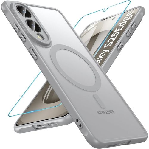 Coque Magnétique Pour Samsung Galaxy S25 Edge 5g,Compatible Avec Magsafe,Translucide Mat Coque Pour Samsung S25 Edge Housse Fine Antichoc Case Pour S25 Edge(Gris)[Car783952]