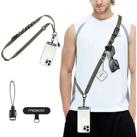 Lanière De Téléphone Universelle, Cordon Pour Portable En Nylon, Tour De Cou De Smartphone Mains Libres, Dragonne De Téléphone Amovible Avec Patchs Pour Iphone, Vert Armée[Car784953]