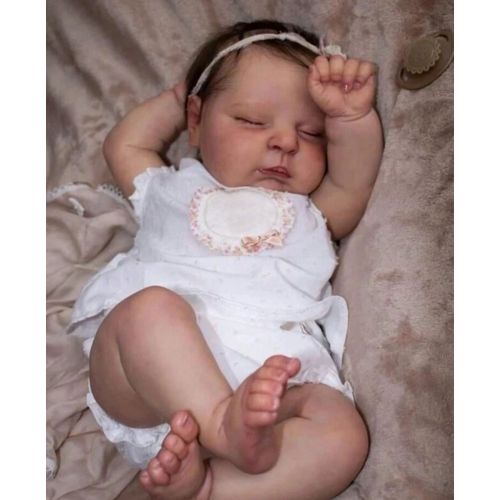 Poupée Reborn Fille Brune Endormi Bébé Ultra Réaliste Nouveau-né 45cm