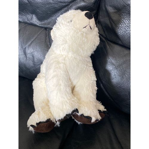 Doudou peluche l’ours blanc polaire marron et noir crédit agricole 24cm