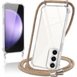 Coque Avec Cordon Pour Samsung Galaxy S23 Fe 6.4"", Collier Réglable Téléphone Étui Portable Lanyard Case Transparent Ultra Souple Silicone Tpu Housse Antichoc Protection Cover, Jau[Car784200]