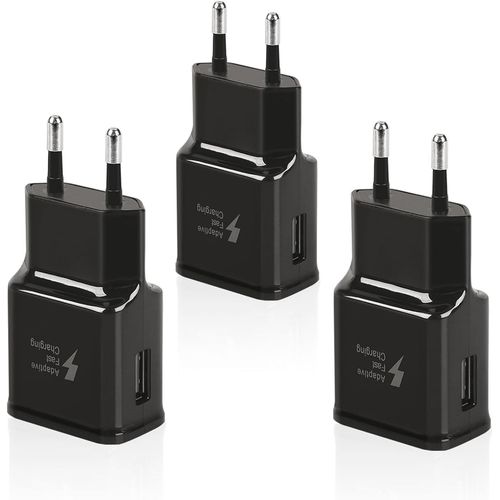 3 Pack Chargeur Rapide Pour Samsung Galaxy S21 S20 S10 S9 S8 S7 S6 Edge/Plus/Active A15 A12 A13 A14 A20e A51 Note 8 Et Autres Smartphones, Charge Rapide Usb Telephone Prise Secteur[Car786385]