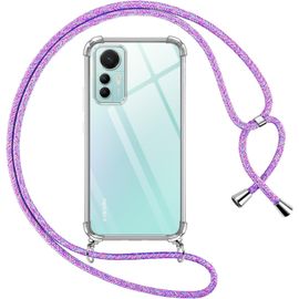 Coque Pour Xiaomi 12/12x 5g Avec Cordon, Transparente Silicone Housse Avec Réglable De Collier Anti-Chute Etui Pour Mi 12/12x 5g 6.28 Pouces, Ètuis À Bandoulière [Violet 01][Car784650]