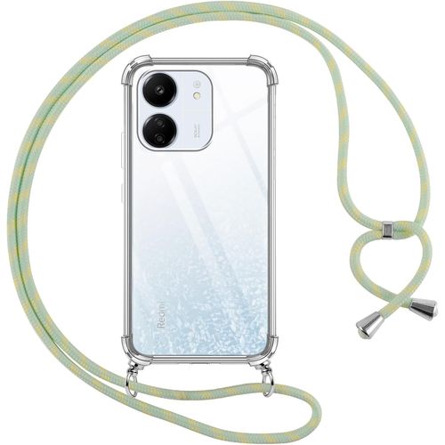 Coque Pour Xiaomi Redmi 13c Avec Cordon, Transparente Silicone Housse Avec Réglable De Collier Anti-Chute Etui Pour Redmi 13c, Ètuis À Bandoulière 6.74"", Vert[Car784664]