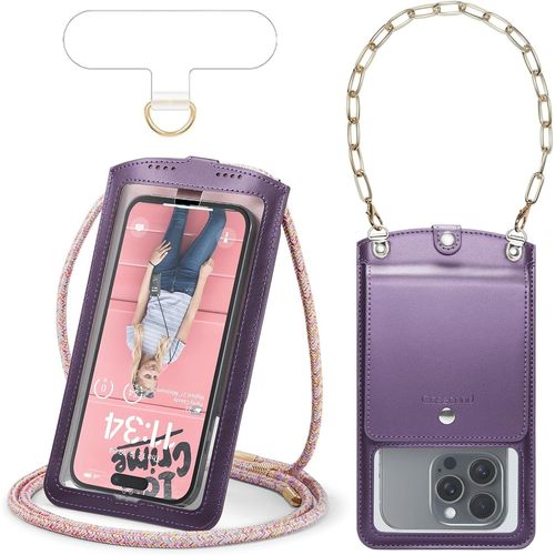 Petit Sac Sacs À Bandoulière Sac Téléphone Portable Femmes Homme Mini Pochette En Pu Cuir Porte Portefeuille Avec Chaîne De Poignet Caméra Fenêtre Pour Iphone 16 Samsung Jusqu'À 7.[CAR784909]